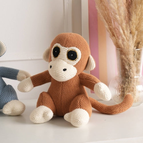Handcrafted Cotton Knitted Soft Monkey Plush Toy – Eco-Friendly, Huggable & Perfect for Kids' Imaginative Play
