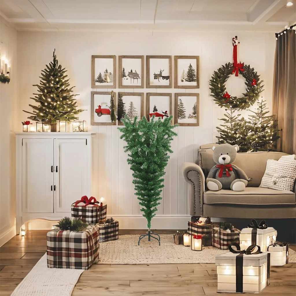 Artificial Christmas Tree with Stand, Upside Down, 120 cm