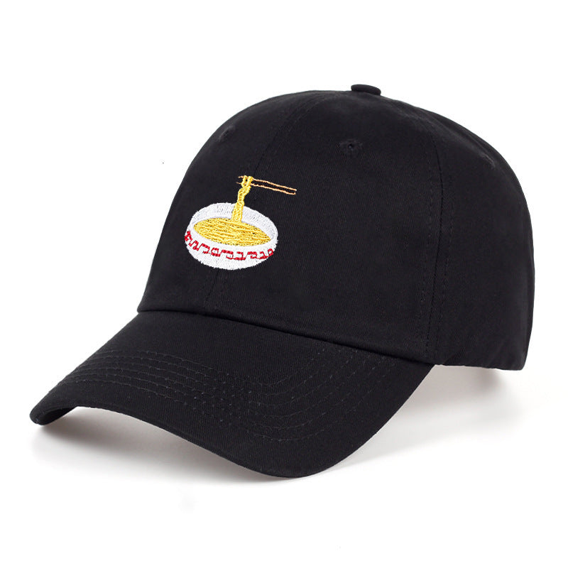 Baseball Cap with Noodles Bowl Embroidery - Unique Food - Inspired Headwear
