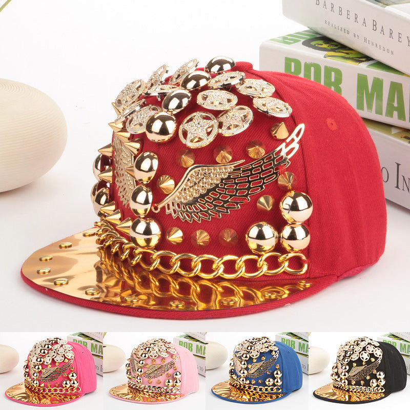 Baseball Cap with Stunning Gold Wing - Shaped Metal Embellishments