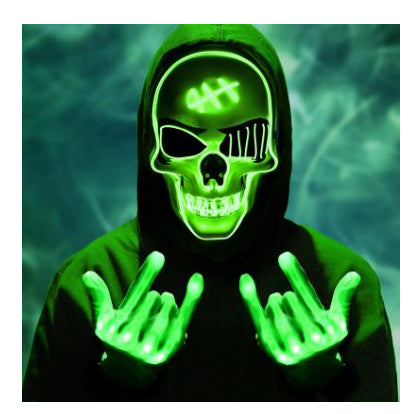 Scar One-eyed Pirate Mask Bloody Horror Cold Light Halloween Mask Led Glowing Mask