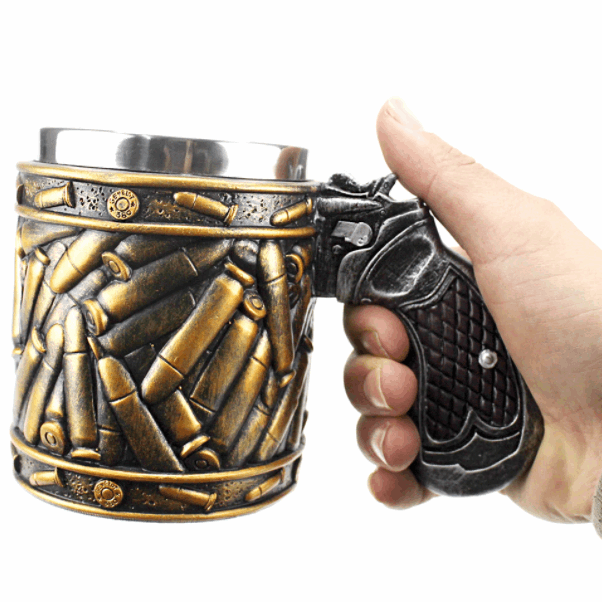 Revolver Gun Pistol Tankard Mug youcantbringitwithyou