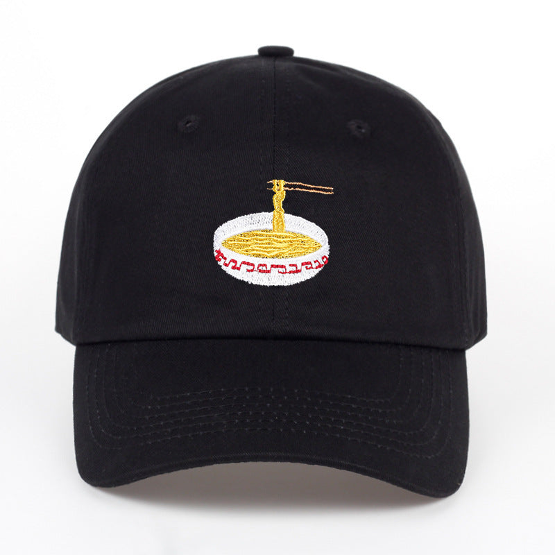 Baseball Cap with Noodles Bowl Embroidery - Unique Food - Inspired Headwear