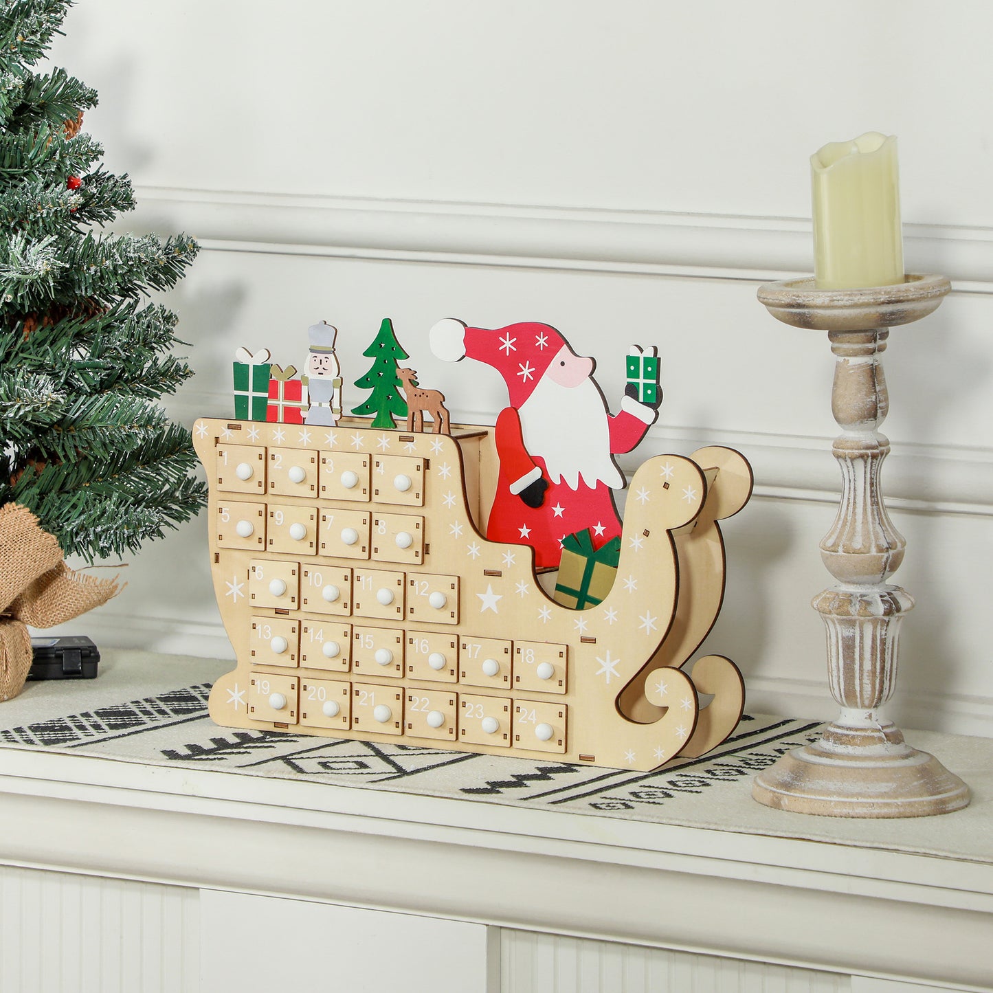 Christmas Advent Calendar with 24 Countdown Drawers