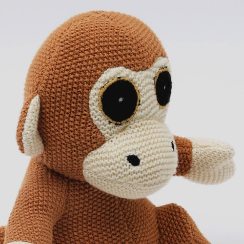 Handcrafted Cotton Knitted Soft Monkey Plush Toy – Eco-Friendly, Huggable & Perfect for Kids' Imaginative Play