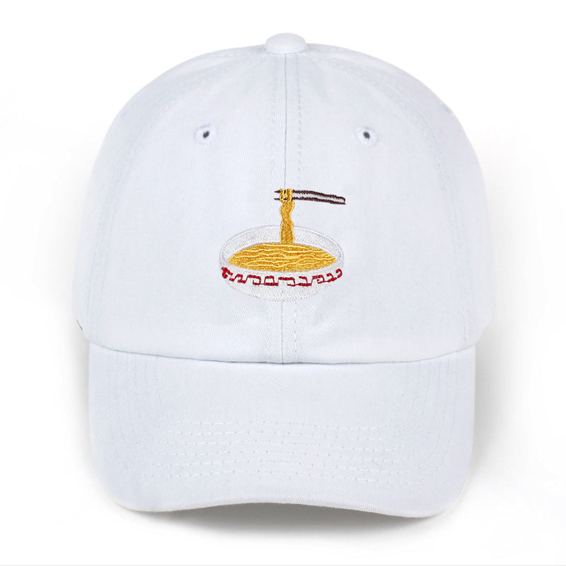 Baseball Cap with Noodles Bowl Embroidery - Unique Food - Inspired Headwear