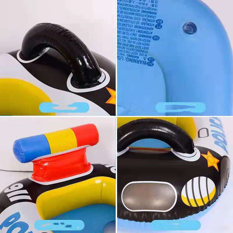 Children's New PVC Inflatable Police Car Swimming Ring - Fun & Safe Pool Float