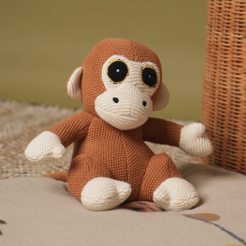 Handcrafted Cotton Knitted Soft Monkey Plush Toy – Eco-Friendly, Huggable & Perfect for Kids' Imaginative Play