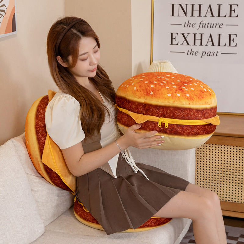Giant Burger - Shaped Plush Pillow: Comfy and Fun Decor for Your Space