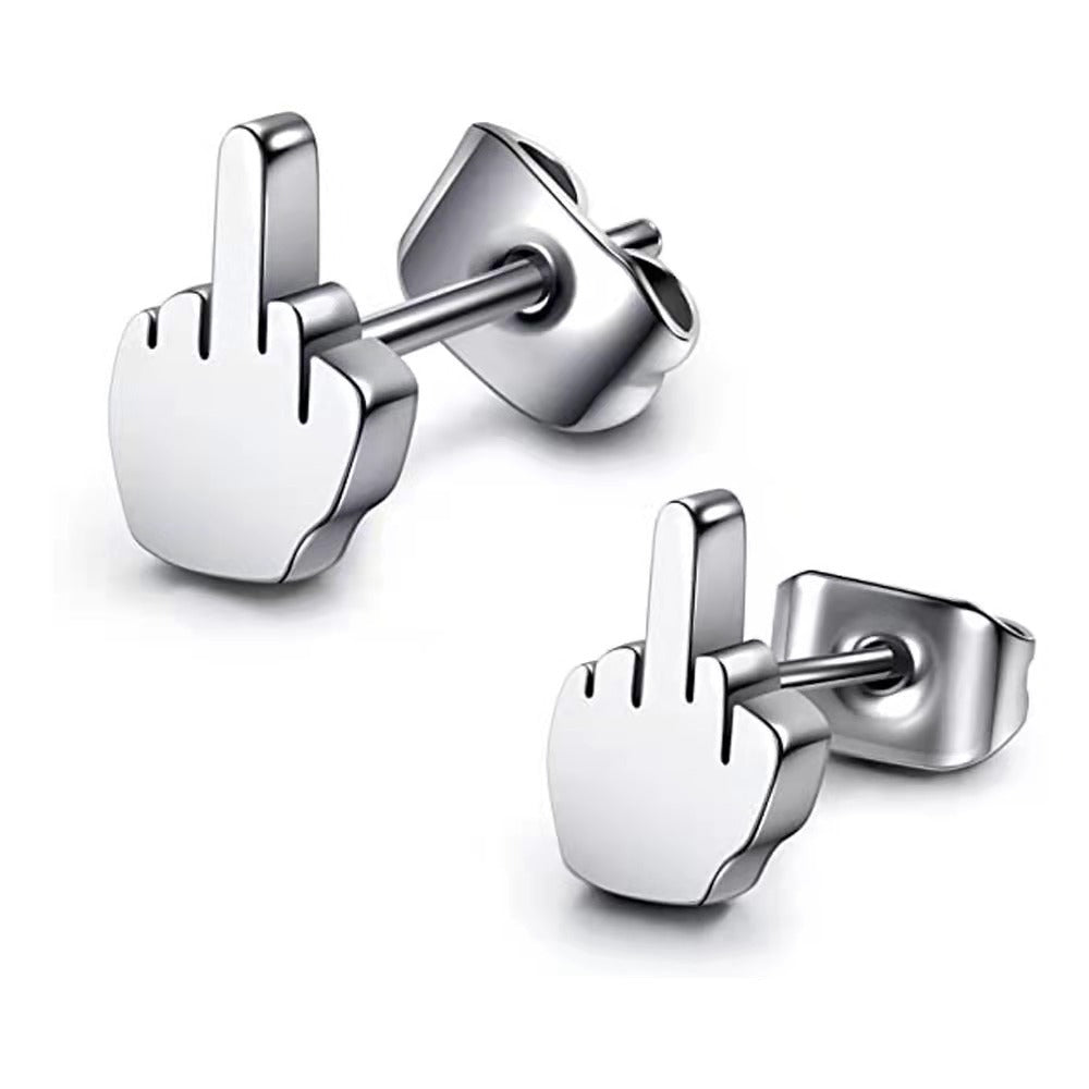 Fashion Middle Finger Funny Doodle Earring