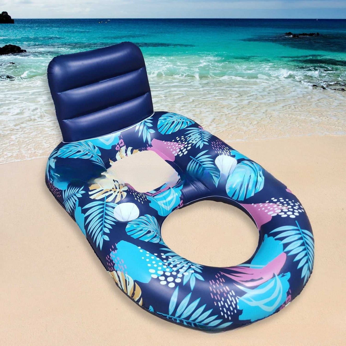 Inflatable Water Luminous Floating Bed Swimming Pool Backrest Recliner Seat Ring Floating With Light