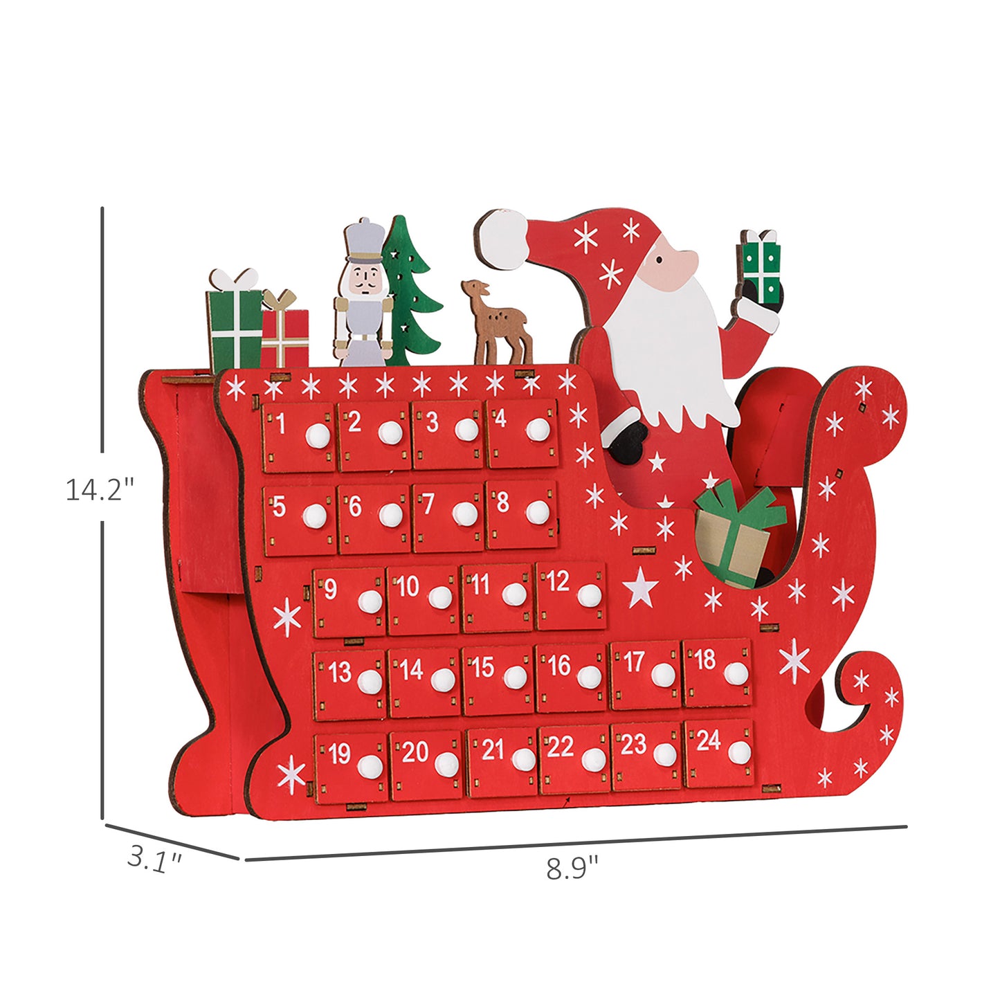 Christmas Advent Calendar with 24 Countdown Drawers