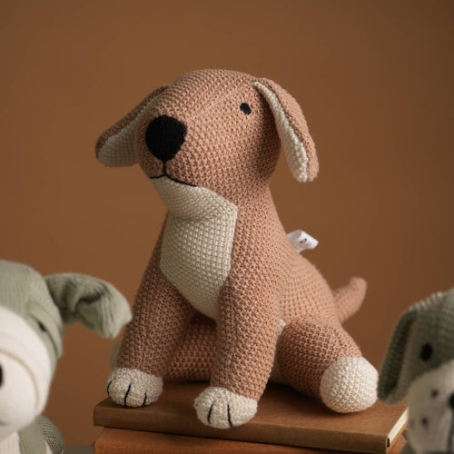 Handmade Peach Color Pattern Puppy Plush Toy – Adorable, Soft & Perfect for Gifts | Unique Handcrafted Design