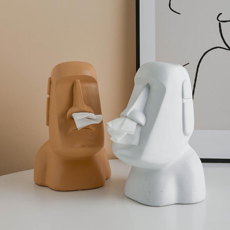 Unique Moai Stone Statue Mouth Tissue Box Decoration - A Must - Have Home Accessory!